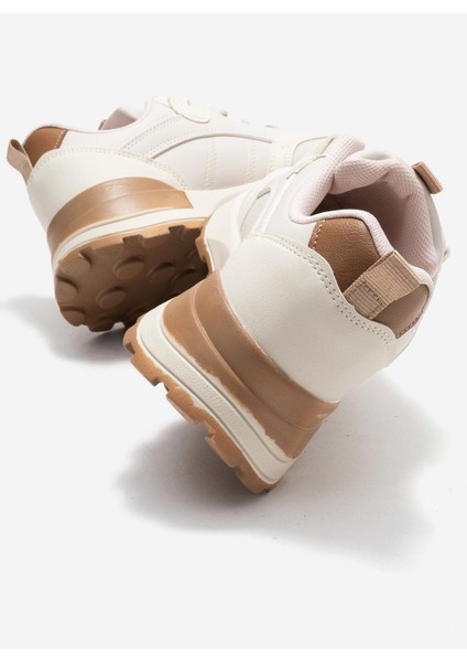 Bağcılklı Kadın Spor Ayakkabı Bej Taba fırsatları