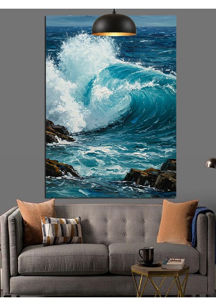 Dalgalı Deniz Manzarası Dekoratif Kanvas - Mdf Ahşap Tablo fiyatları