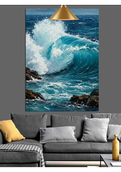 Dalgalı Deniz Manzarası Dekoratif Kanvas - Mdf Ahşap Tablo indirimleri