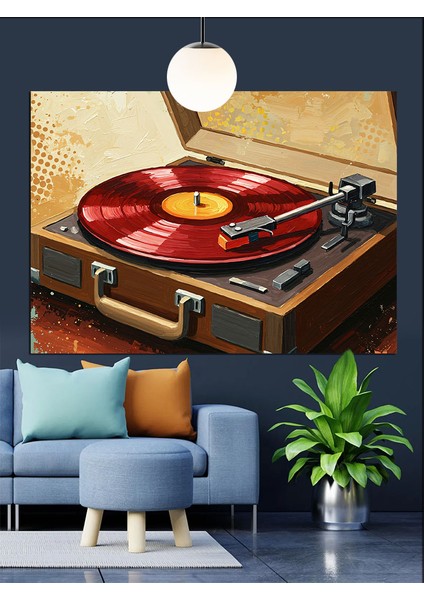 Pikapta Dönen Kırmızı Plak Dekoratif Kanvas - Mdf Ahşap Tablo