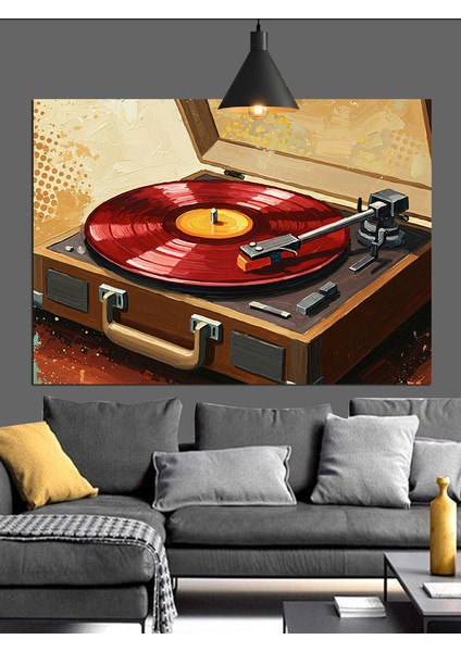 Pikapta Dönen Kırmızı Plak Dekoratif Kanvas - Mdf Ahşap Tablo modelleri