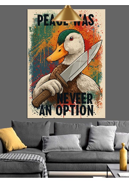 Barış Bir Seçenek Değil Mavi Posteri Dekoratif Kanvas - Mdf Ahşap Tablo fiyatları