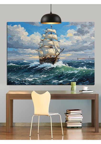 Yelkenli Gemi Okyanus Manzara Dekoratif Kanvas - Mdf Ahşap Tablo