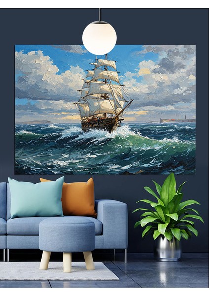 Yelkenli Gemi Okyanus Manzara Dekoratif Kanvas - Mdf Ahşap Tablo fiyatları