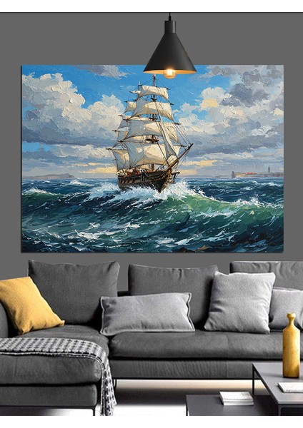 Yelkenli Gemi Okyanus Manzara Dekoratif Kanvas - Mdf Ahşap Tablo fırsatları