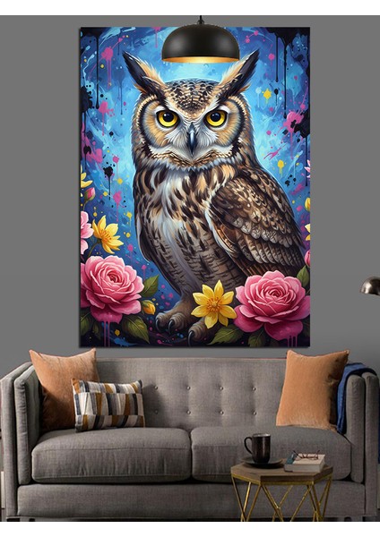 Gece Avlanan Büyülü Bir Baykuş Portresi Dekoratif Kanvas - Mdf Ahşap Tablo fiyatları