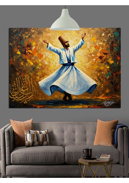 Semazen Sema Yaparken Dekoratif Kanvas - Mdf Ahşap Tablo modelleri