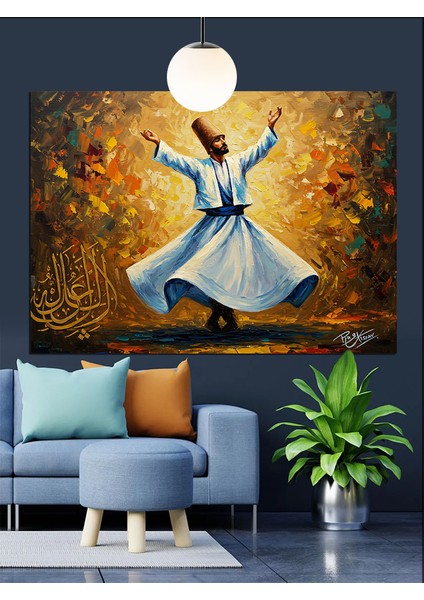 Semazen Sema Yaparken Dekoratif Kanvas - Mdf Ahşap Tablo indirimleri