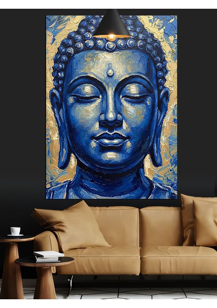 Mavi Sakinleştirici Meditasyon Budası Heykeli Dekoratif Kanvas - Mdf Ahşap Tablo fiyatları