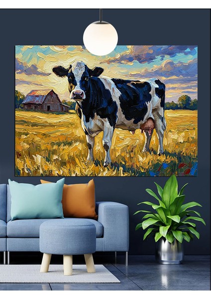 Tarlada Otlayan Inek Dekoratif Kanvas - Mdf Ahşap Tablo indirimleri