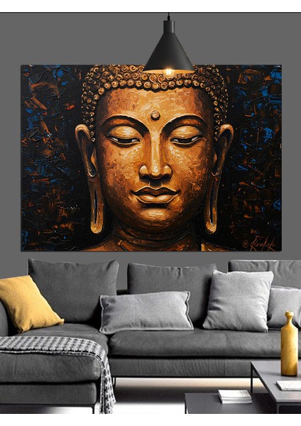 Huzurlu Budha Altın Portresi Dekoratif Kanvas - Mdf Ahşap Tablo modelleri