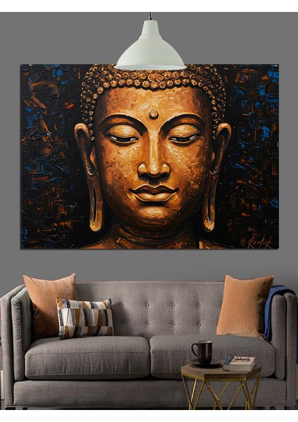 Huzurlu Budha Altın Portresi Dekoratif Kanvas - Mdf Ahşap Tablo fırsatları