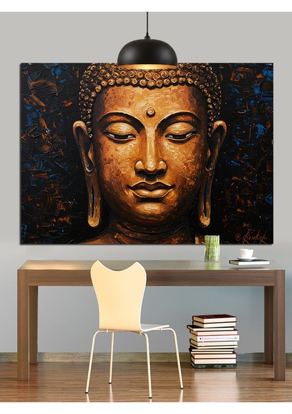 Huzurlu Budha Altın Portresi Dekoratif Kanvas - Mdf Ahşap Tablo indirimleri