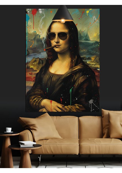 Gözlüklü Mona Lisa Portresi Dekoratif Kanvas - Mdf Ahşap Tablo fiyatları