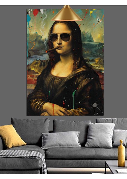 Gözlüklü Mona Lisa Portresi Dekoratif Kanvas - Mdf Ahşap Tablo modelleri