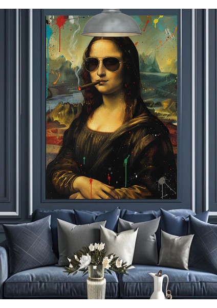Gözlüklü Mona Lisa Portresi Dekoratif Kanvas - Mdf Ahşap Tablo fırsatları