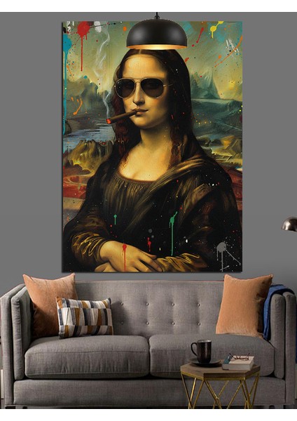 Gözlüklü Mona Lisa Portresi Dekoratif Kanvas - Mdf Ahşap Tablo indirimleri