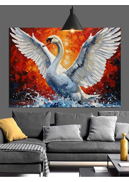 Beyaz Kuğu Melek Kanat Dekoratif Kanvas - Mdf Ahşap Tablo