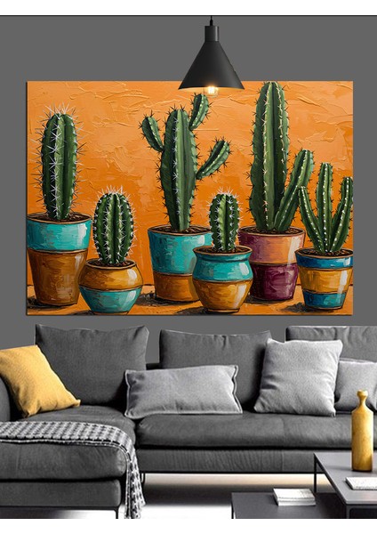 Farklı Kaktüs Türleri Çöl Dekoratif Kanvas - Mdf Ahşap Tablo fiyatları