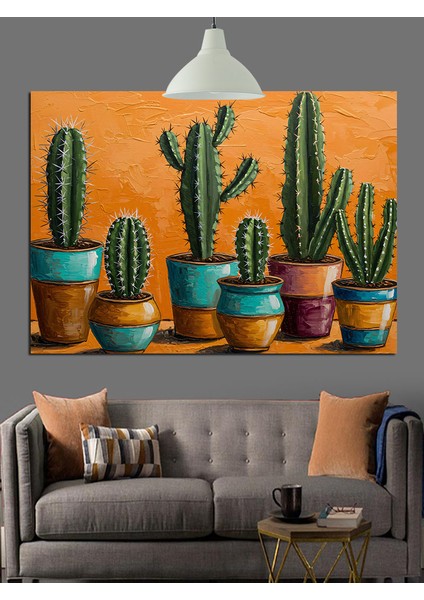 Farklı Kaktüs Türleri Çöl Dekoratif Kanvas - Mdf Ahşap Tablo modelleri