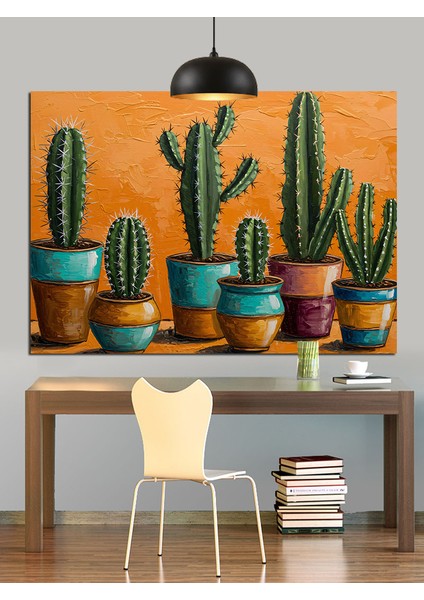 Farklı Kaktüs Türleri Çöl Dekoratif Kanvas - Mdf Ahşap Tablo fırsatları