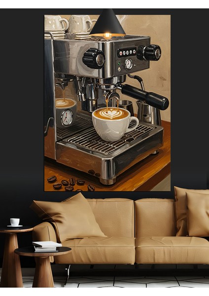Espresso Makinesinin Detaylı Yakın Çekimi Dekoratif Kanvas - Mdf Ahşap Tablo modelleri