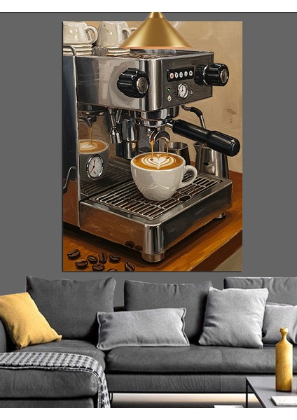 Espresso Makinesinin Detaylı Yakın Çekimi Dekoratif Kanvas - Mdf Ahşap Tablo fırsatları