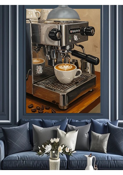 Espresso Makinesinin Detaylı Yakın Çekimi Dekoratif Kanvas - Mdf Ahşap Tablo indirimleri