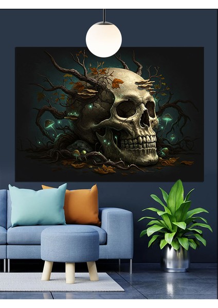 Yeşil Kafatası Dekoratif Kanvas - Mdf Ahşap Tablo indirimleri