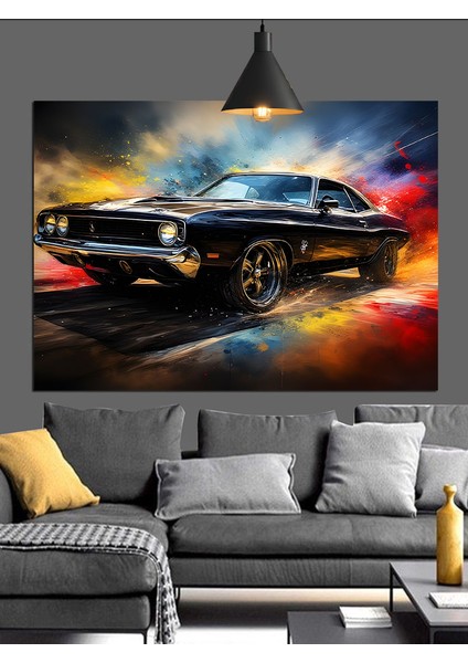 Siyah Klasik Kaslı Araba Dekoratif Kanvas - Mdf Ahşap Tablo fiyatları