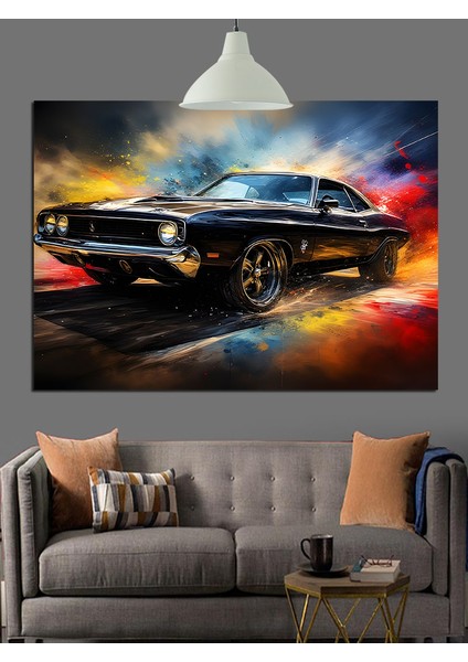 Siyah Klasik Kaslı Araba Dekoratif Kanvas - Mdf Ahşap Tablo modelleri