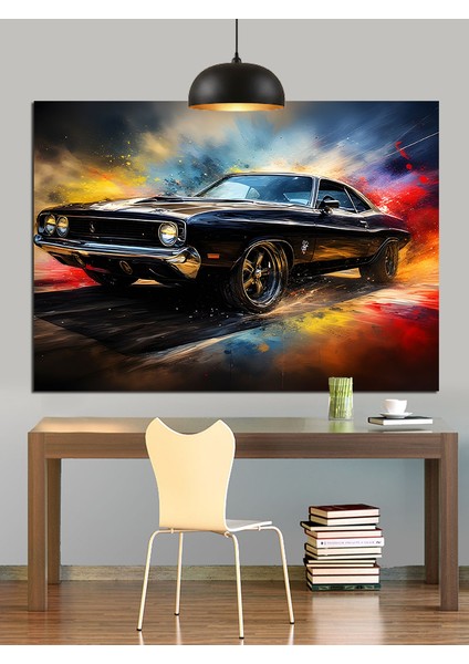 Siyah Klasik Kaslı Araba Dekoratif Kanvas - Mdf Ahşap Tablo fırsatları