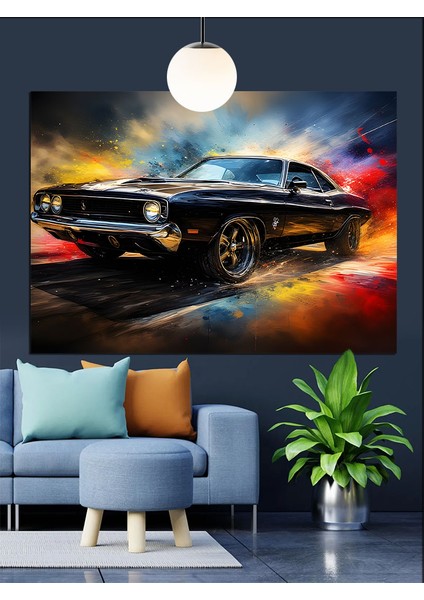 Siyah Klasik Kaslı Araba Dekoratif Kanvas - Mdf Ahşap Tablo indirimleri