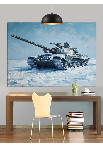 Savaş Tankı Kamuflajlı Araç Dekoratif Kanvas - Mdf Ahşap Tablo