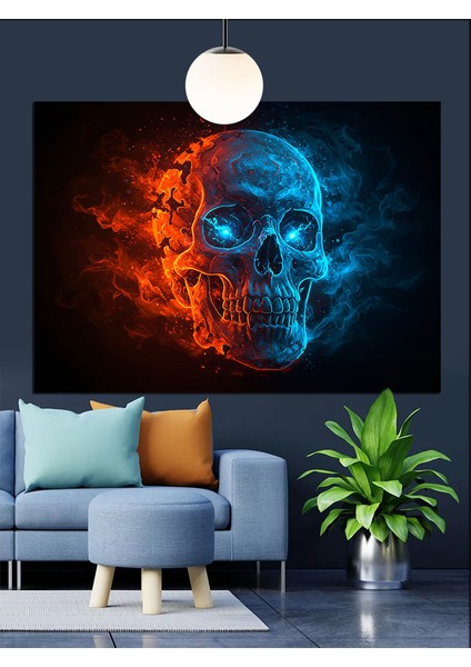 Alevli Mavi Kurukafa Dekoratif Kanvas - Mdf Ahşap Tablo fiyatları