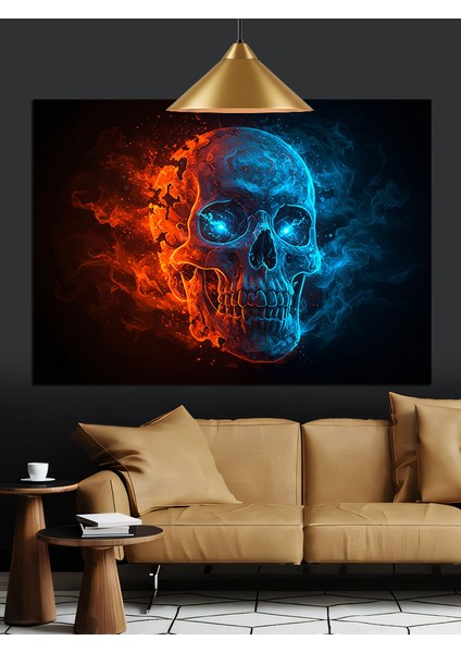 Alevli Mavi Kurukafa Dekoratif Kanvas - Mdf Ahşap Tablo modelleri