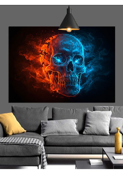 Alevli Mavi Kurukafa Dekoratif Kanvas - Mdf Ahşap Tablo fırsatları