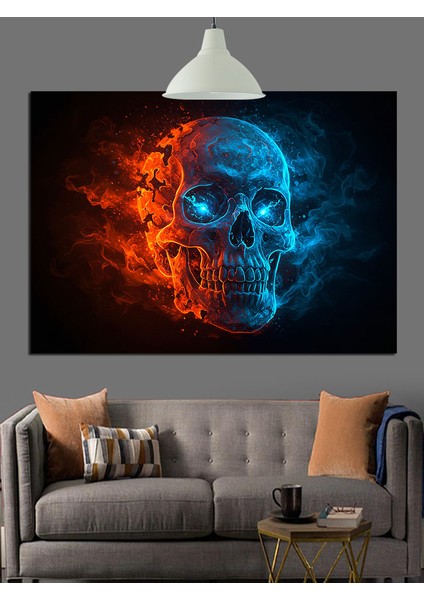 Alevli Mavi Kurukafa Dekoratif Kanvas - Mdf Ahşap Tablo indirimleri