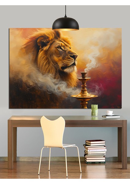 Nargile Içen Aslan Dekoratif Kanvas - Mdf Ahşap Tablo indirimleri