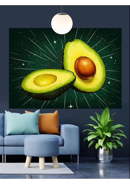 Dilimlenmiş Yeşil Avokado Dekoratif Kanvas - Mdf Ahşap Tablo