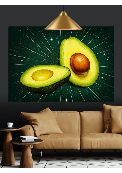 Dilimlenmiş Yeşil Avokado Dekoratif Kanvas - Mdf Ahşap Tablo fiyatları