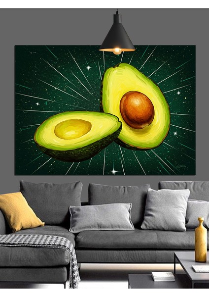 Dilimlenmiş Yeşil Avokado Dekoratif Kanvas - Mdf Ahşap Tablo modelleri