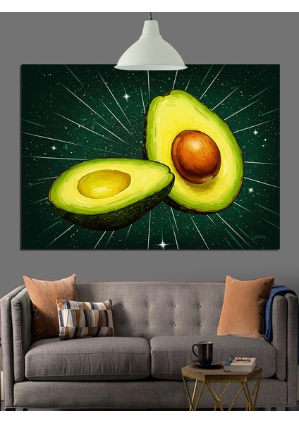 Dilimlenmiş Yeşil Avokado Dekoratif Kanvas - Mdf Ahşap Tablo fırsatları
