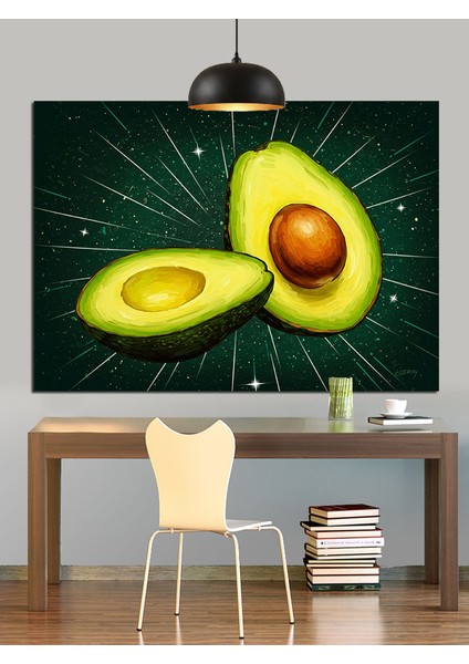 Dilimlenmiş Yeşil Avokado Dekoratif Kanvas - Mdf Ahşap Tablo indirimleri