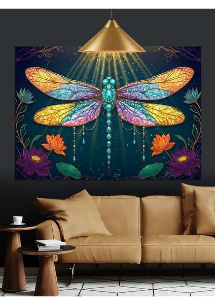 Renkli Sanatsal Yusufçuk Böceği Dekoratif Kanvas - Mdf Ahşap Tablo modelleri