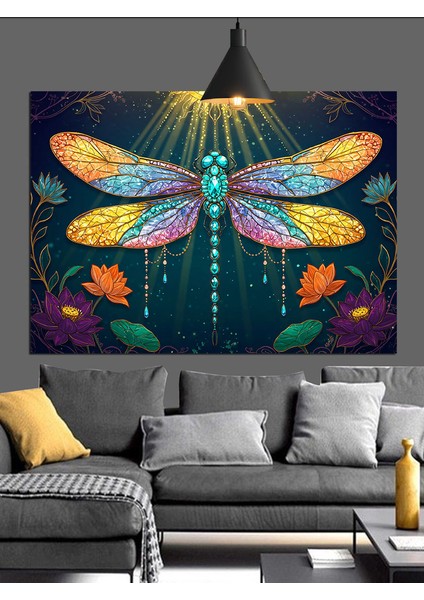 Renkli Sanatsal Yusufçuk Böceği Dekoratif Kanvas - Mdf Ahşap Tablo fırsatları