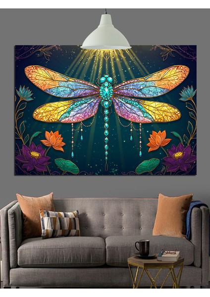 Renkli Sanatsal Yusufçuk Böceği Dekoratif Kanvas - Mdf Ahşap Tablo indirimleri