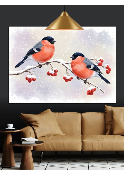Küçük Kuşlar Dallar Üstünde Dekoratif Kanvas - Mdf Ahşap Tablo fiyatları