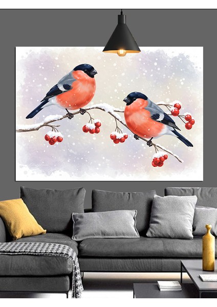 Küçük Kuşlar Dallar Üstünde Dekoratif Kanvas - Mdf Ahşap Tablo modelleri