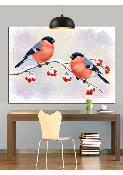 Küçük Kuşlar Dallar Üstünde Dekoratif Kanvas - Mdf Ahşap Tablo indirimleri